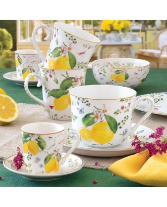 Set 2 cani din portelan, 275 ml, Fleurs Citrons - SIMONA'S COOKSHOP